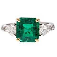 Emerald & Shield Cut Diamond Platinum/Gold Ring