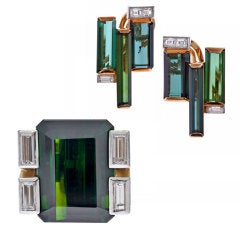 ANDREW GRIMA Tourmaline & Diamond Ring and Earrings Suite