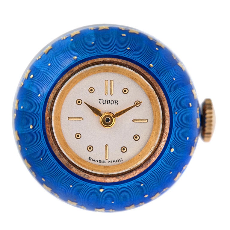 Tudor Sterling Silver Blue Enamel Ball watch, 1930s  