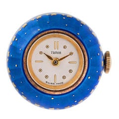 Tudor Sterling Silver Blue Enamel Ball watch, 1930s