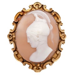 Victorian Gold Cameo Shell Brooch