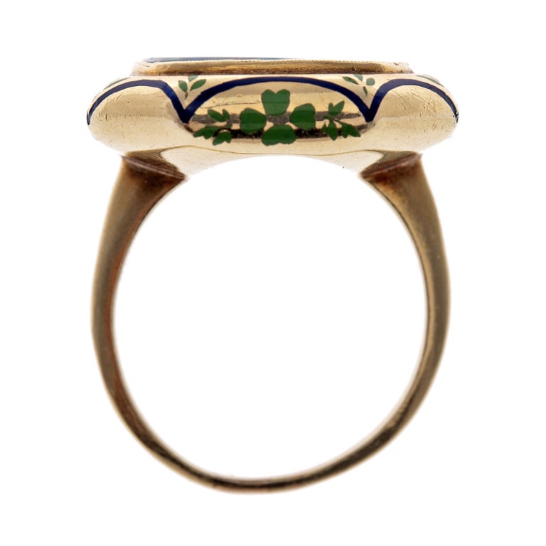 Art Deco Black Opal Enamel American Made Ring 1