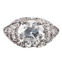 Art Deco Old European Cut Diamond Hand Pierced Platinum Ring
