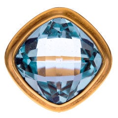 Blue Topaz Yellow Gold Ring Vintage Blue Topaz Yellow Gold Ring