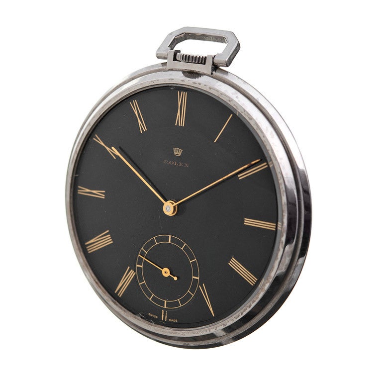 ROLEX Colossal Stainless Steel Art Deco Pocketwatch
