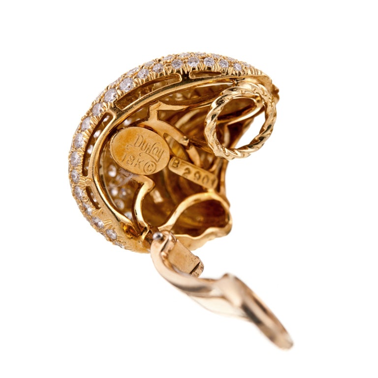 Women's HENRY DUNAY Textured Gold & Diamond Earrings
