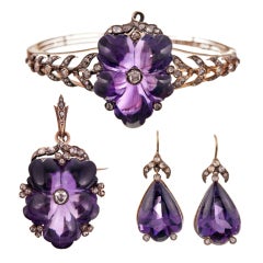 Stunning and Important Victorian Suite of Carved Amethyst