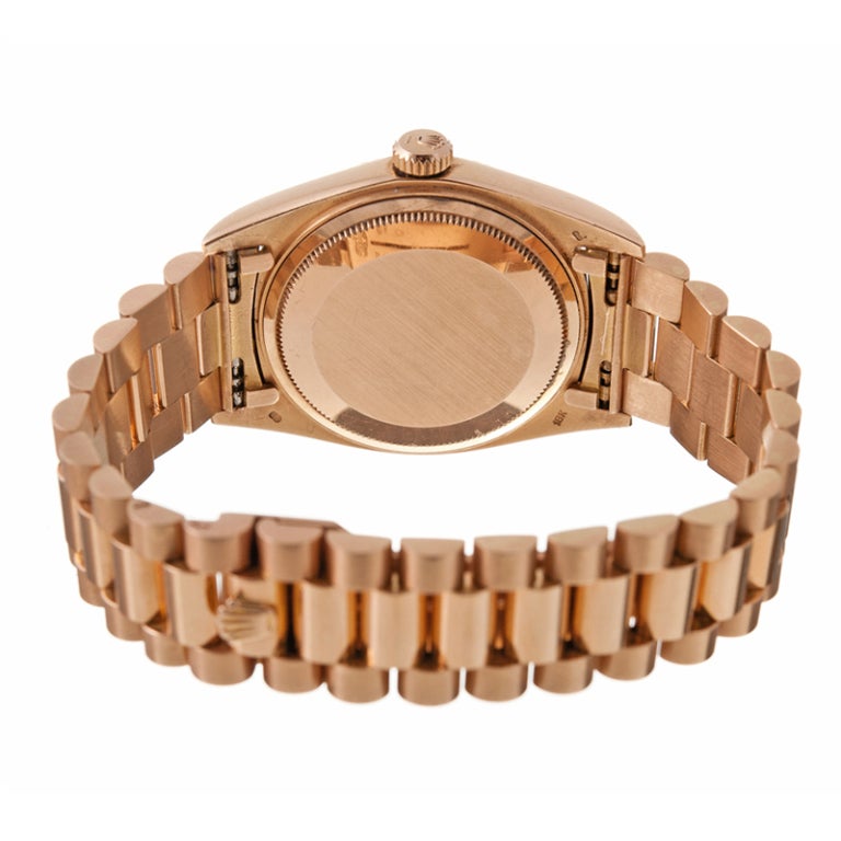 ROLEX Rose Gold Day-Date Wristwatch with Pyramid Dial 1