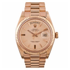 ROLEX Rose Gold Day-Date Wristwatch with Pyramid Dial