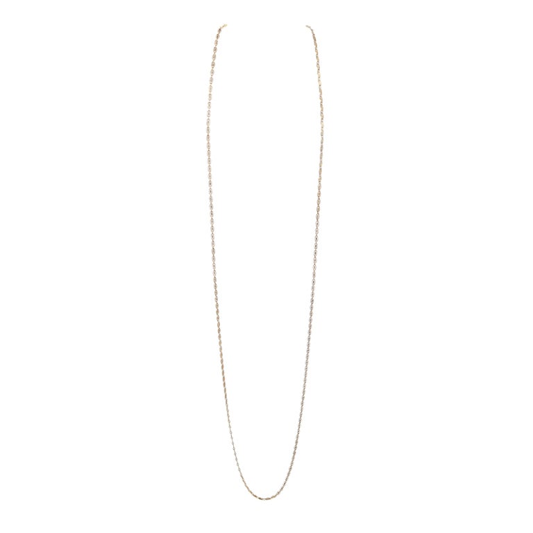 French 60 Inch Long Antique Yellow Gold Chain