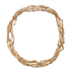 French 60 Inch Long Antique Yellow Gold Chain