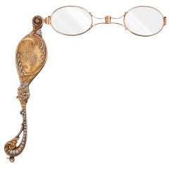 Yellow Gold Art Nouveau Enamel Lorgnette