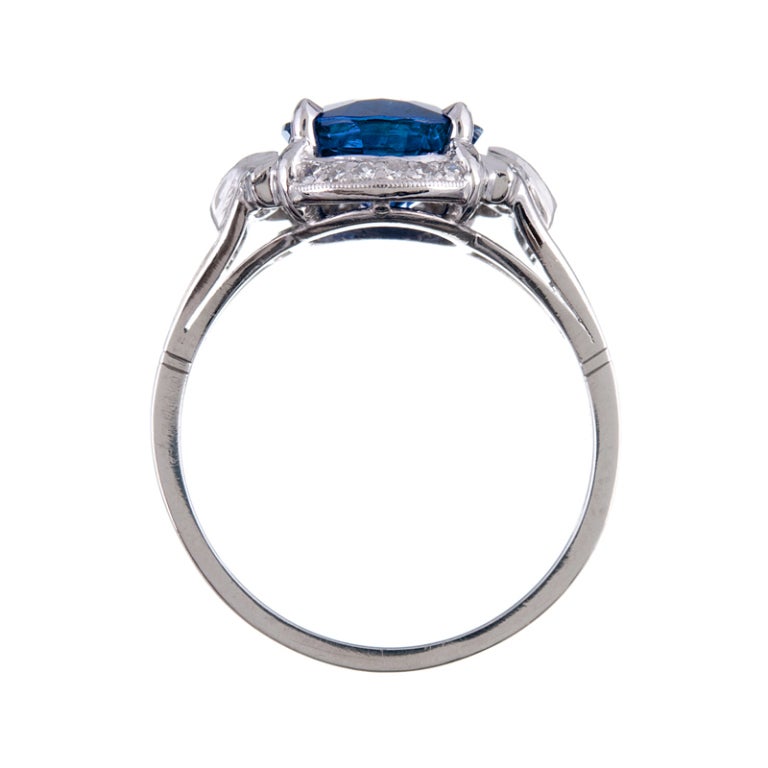 Platinum Art Deco Style 4.79 ct Sapphire and Diamond Ring at 1stDibs