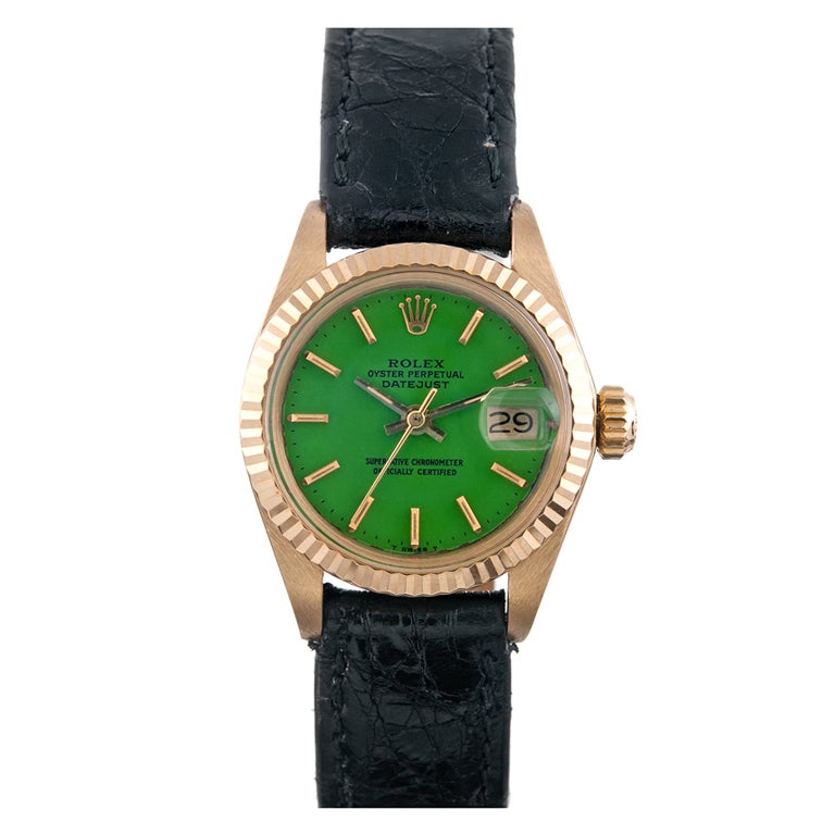 ROLEX Lady's Kelly Green Stella Dial Datejust circa 1970s