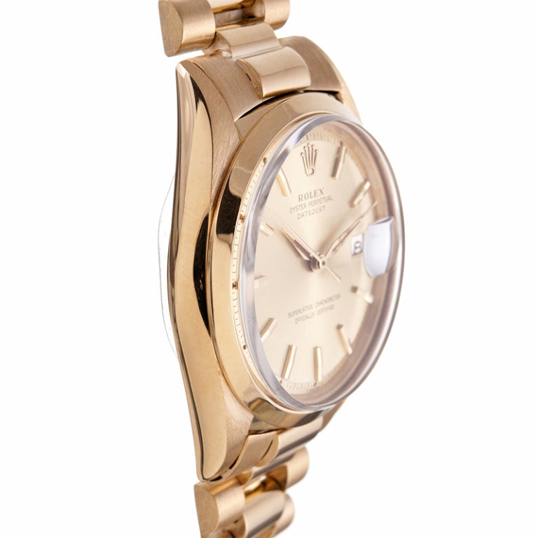 Women's or Men's ROLEX Yellow Gold Datejust Wristwatch Ref 1601 circa 1960s