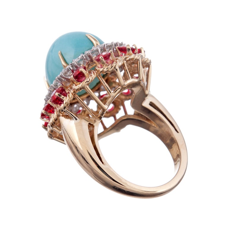 turquoise and ruby ring