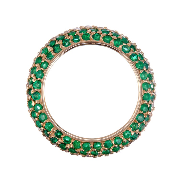 Yellow Gold Emerald and Diamond Eternity Band at 1stdibs