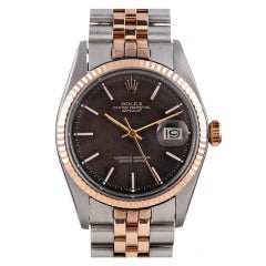 ROLEX Stainless Steel and Rose Gold Datejust Wristwatch