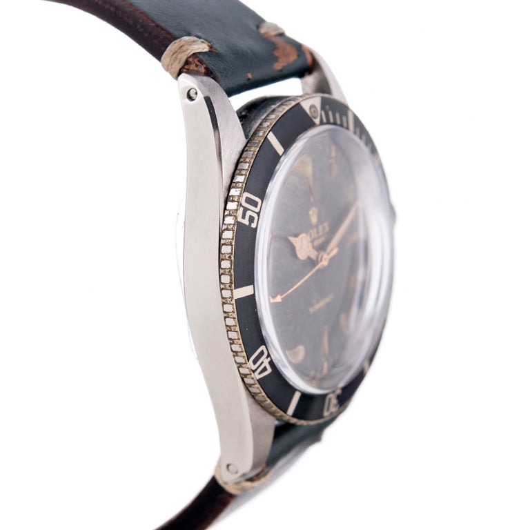Women's or Men's ROLEX Stainless Steel Second Model Submariner Ref 6205 circa 1954