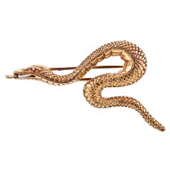 Finely Detailed Yellow Gold Victorian Snake Pin