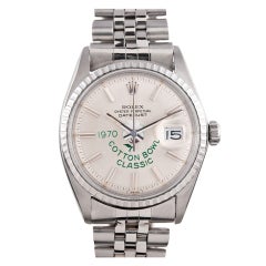 ROLEX Stainless Steel and White Gold Cotton Bowl Classic Datejust Wristwatch circa 1970