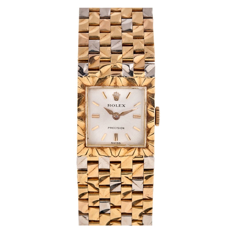 ROLEX Rare Lady's Three-Color Gold Precision Bracelet Watch