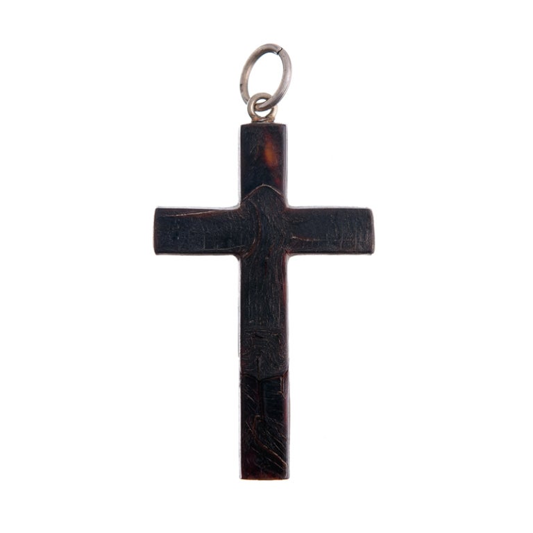 Pique was a popular medium in the Victorian era? this is a sweet example. The cross measures 1 1/2 by 7/8 inches.
