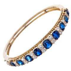 Finest Ever: Antique English Carved Sapphire and Diamond Bangle