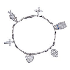 Charming: Whimsical All Diamond Charm Bracelet in Platinum