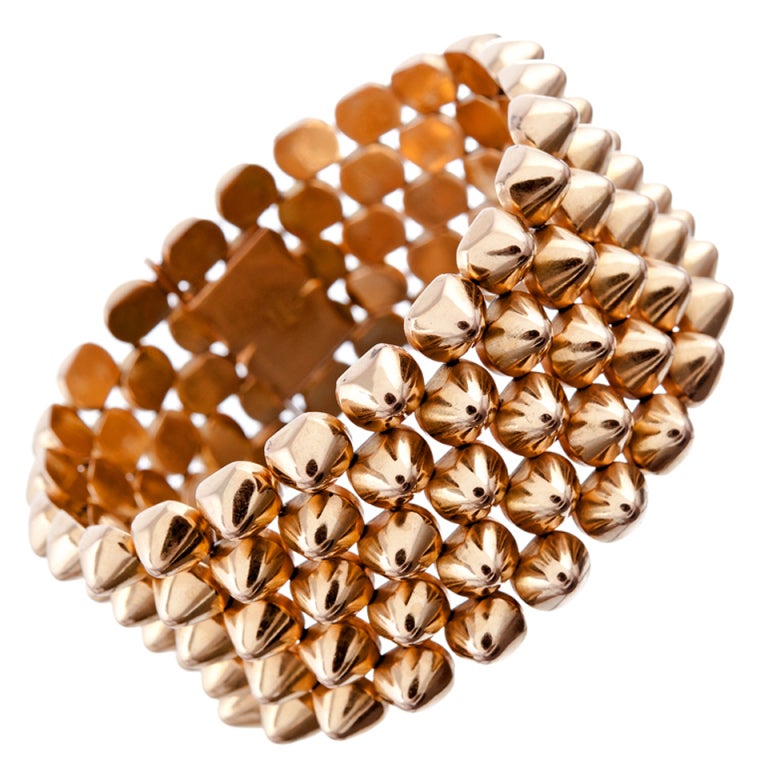 Spiked Retro Rose Gold Bracelet at 1stdibs