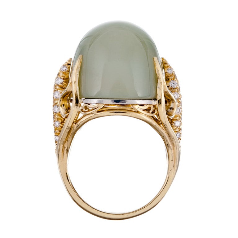 Women's HENRY DUNAY Ring with Star Moonstone and Diamonds