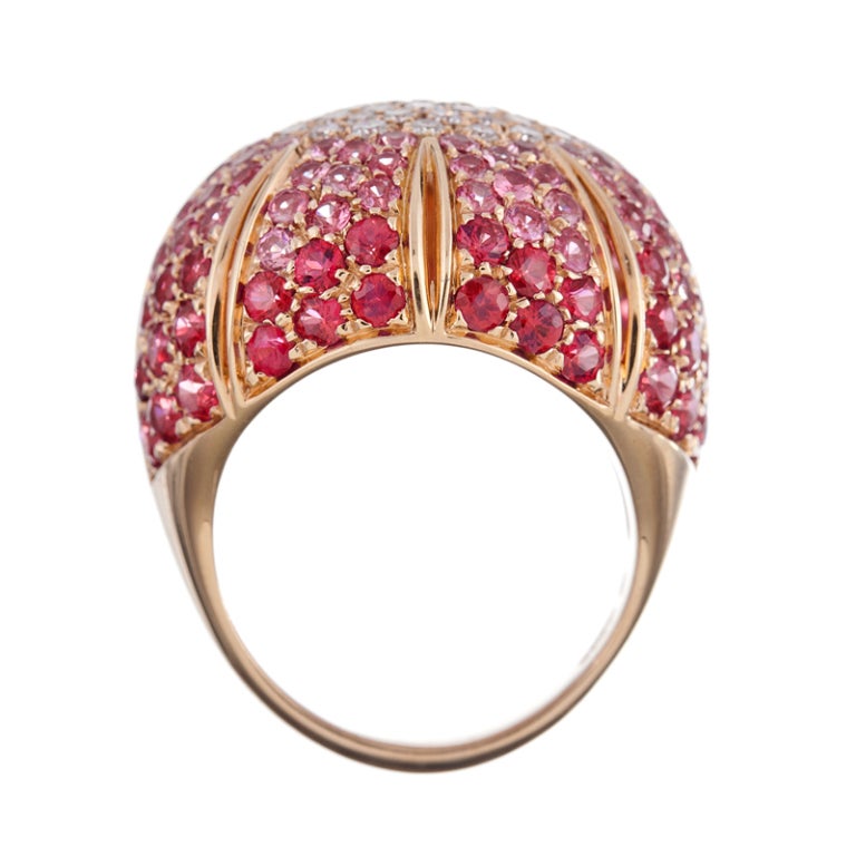 DAMIANI Kuppelring mit rosa Saphir und Diamant 1
