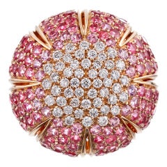 DAMIANI Pink Sapphire and Diamond Dome Ring