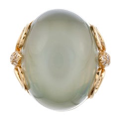 Vintage HENRY DUNAY Cabochon Moonstone and Diamond Ring
