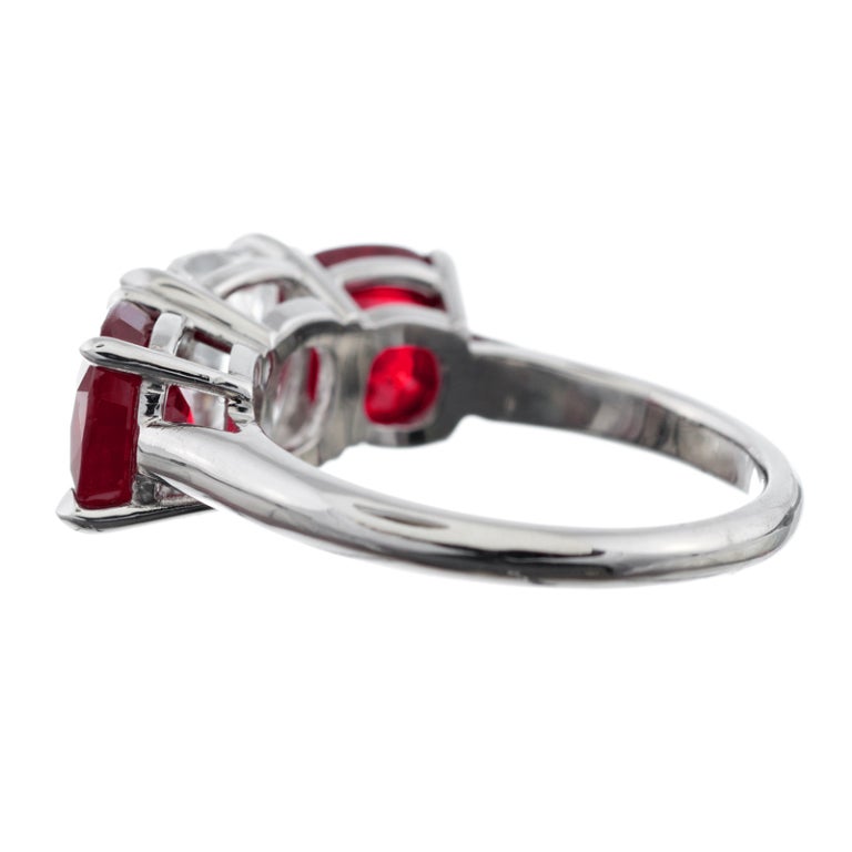 Women's Important Classic Three Stone Diamond and Ruby Ring