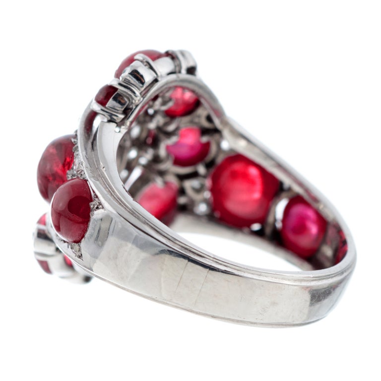 Women's Inspired Design Cabochon Diamond Platinum Ring