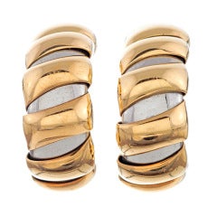 Bulgari Stacked Polished Gold Hoop Earrings