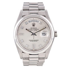 Rolex Platinum Day-Date Wristwatch with Diamond Indexes