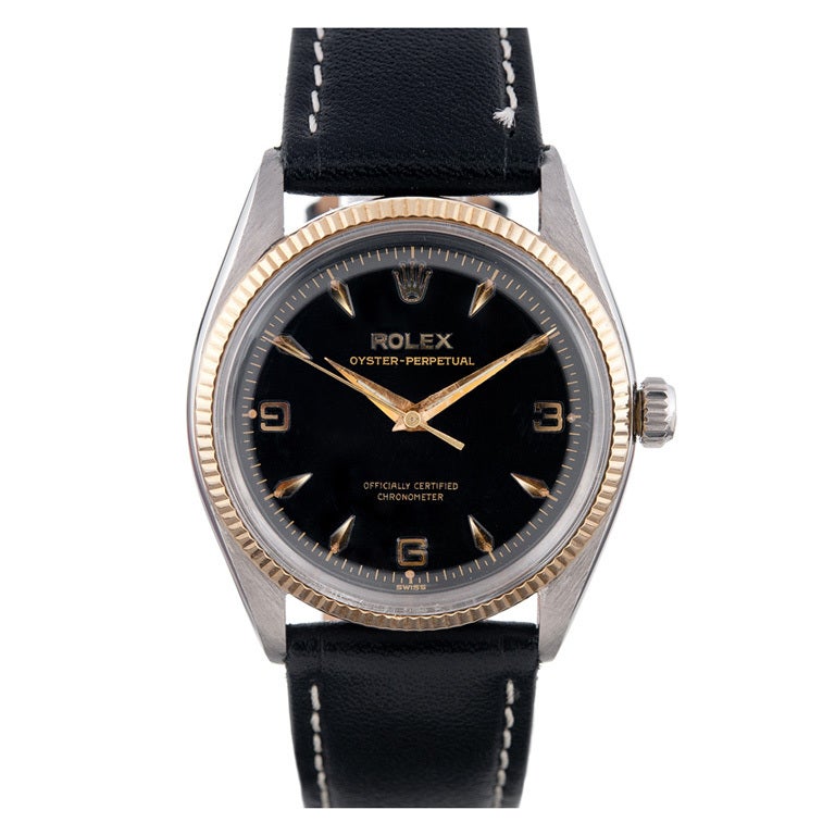 Rolex Steel and Gold Oyster Perpetual with Black "3, 6, 9 Dial"