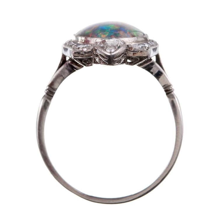 Once-in-a-Lifetime Art Deco Opal and Diamond Plaque Ring 1