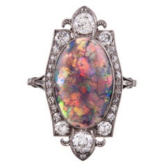 Once-in-a-Lifetime Art Deco Opal and Diamond Plaque Ring