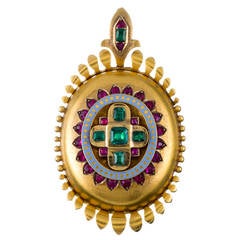 Magnificent Victorian Gem-Set Locket with Enamel