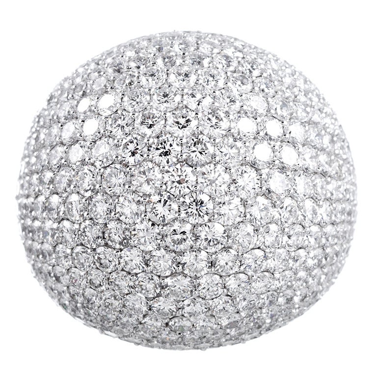 Dazzling Domed Diamond Disco Ball Cocktail Ring
