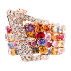 Awesome Multi-Colored Sapphire "Working" Buckle Ring
