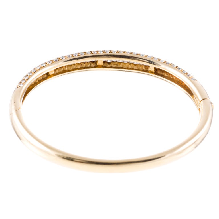 Contemporary Round and Baguette Diamond Bangle Bracelet
