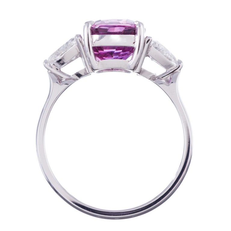 Especially Fine Low-Heat Pink Sapphire and Platinum Ring In New Condition In Carmel-by-the-Sea, CA
