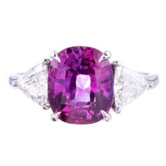 Especially Fine Low-Heat Pink Sapphire and Platinum Ring 8