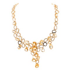 Citrine and Diamond Yellow Gold Necklace