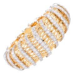 Contemporary Diamond, Platinum and Yellow Gold Bracelet