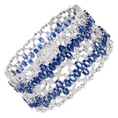 Spectacular Sapphire and Diamond Substantial Width Bracelet